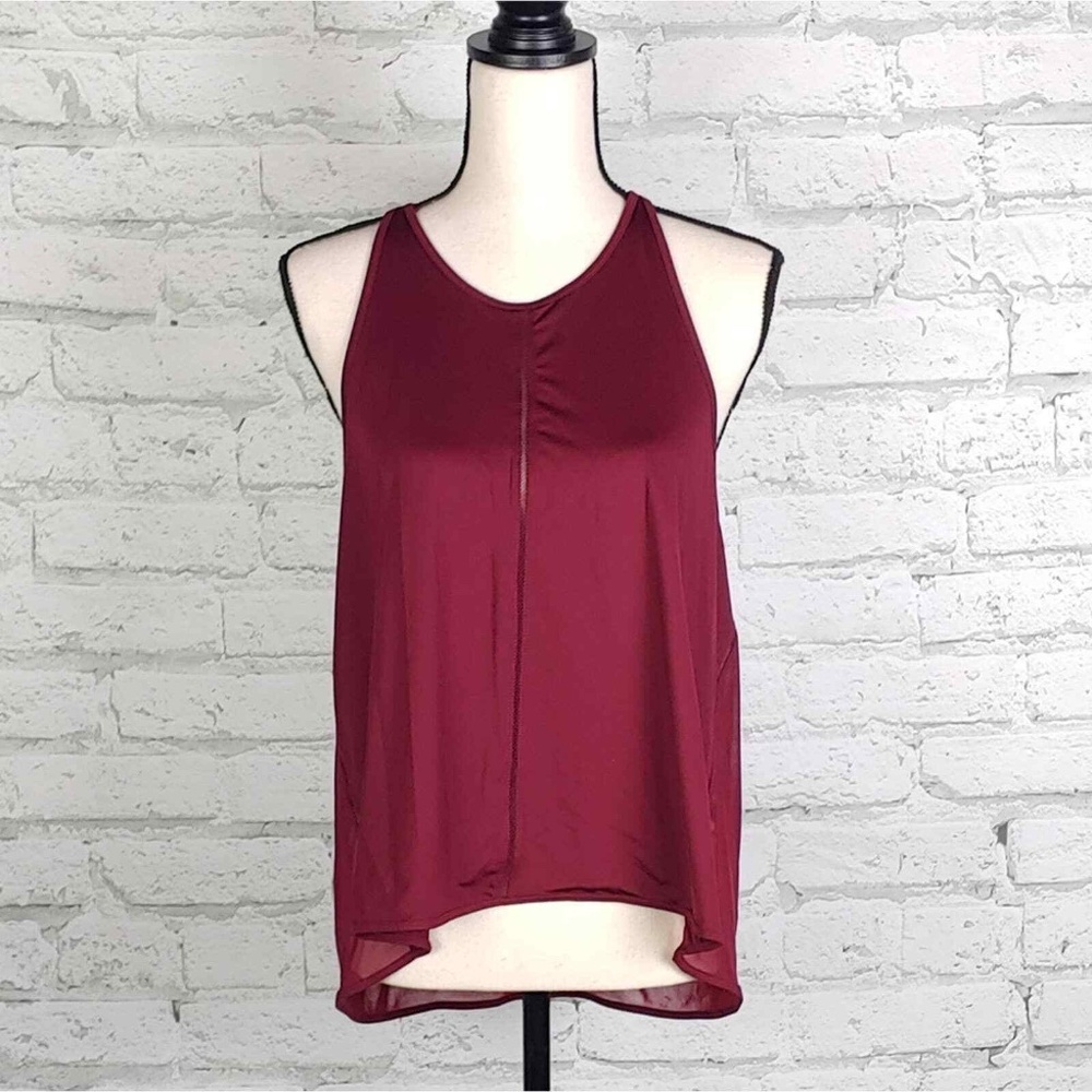Kate Spade Out West Micro Mesh Draped Active Tank Burgundy Red Size XS Small